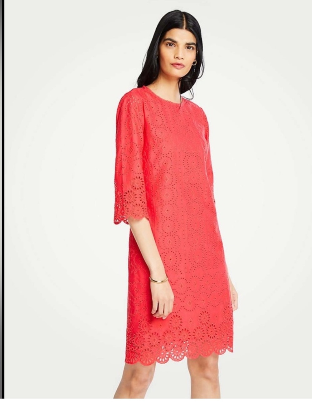 NWOT Ann Taylor Eyelet Hot Hibiscus Dress